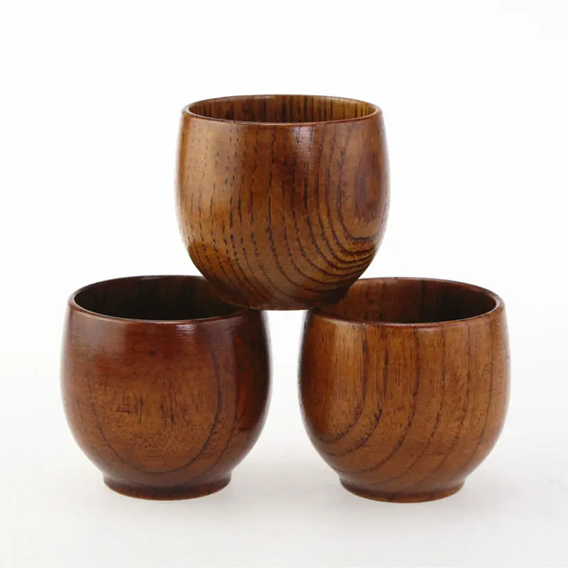 3pcs/set Quality Natural Wood Cup Wooden Tea Cups Classic Tools For