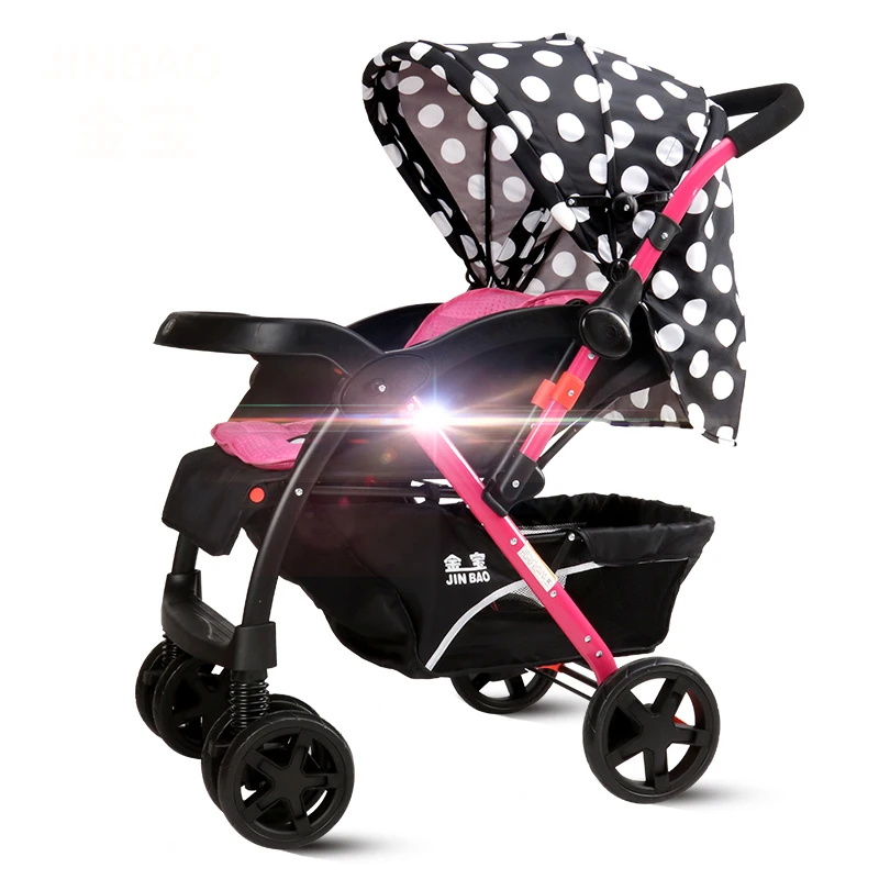 

JIN BAO baby strollers can sit and recline can be folded two-way four-wheeled baby summer and winter dual-purpose trolley