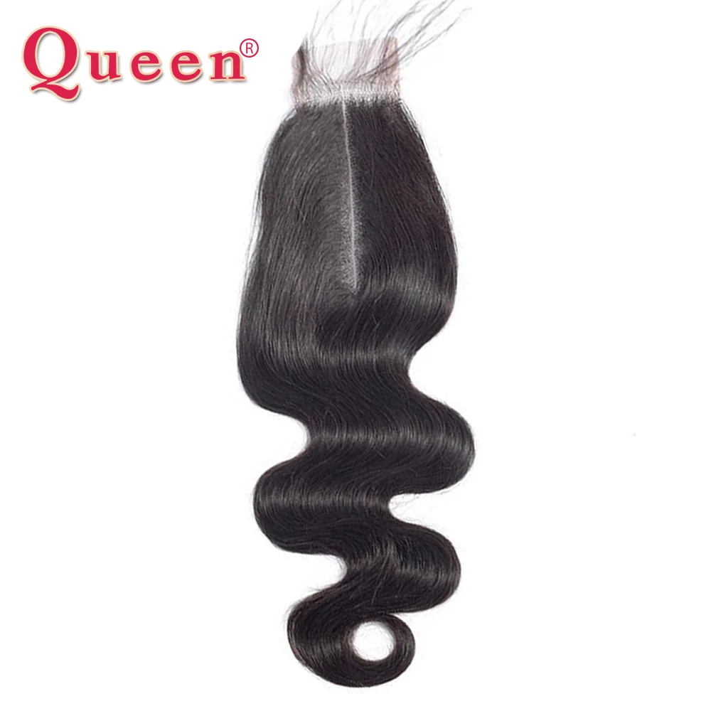 

QUEEN HAIR Brazilian Body Wave Closure Transparent Medium Brown Swiss Lace Closure 100% Hand Tied 2*6 Human Hair Closure