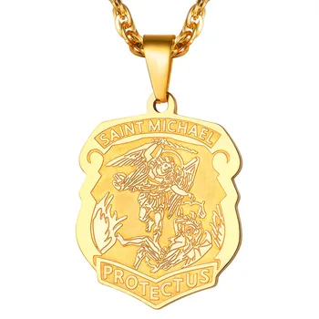 

Kpop Mens Saint Michael Miguel Angel Wings Devil Charm Stainless Steel Protectus Pendant Necklace Jewelry for Men P3474