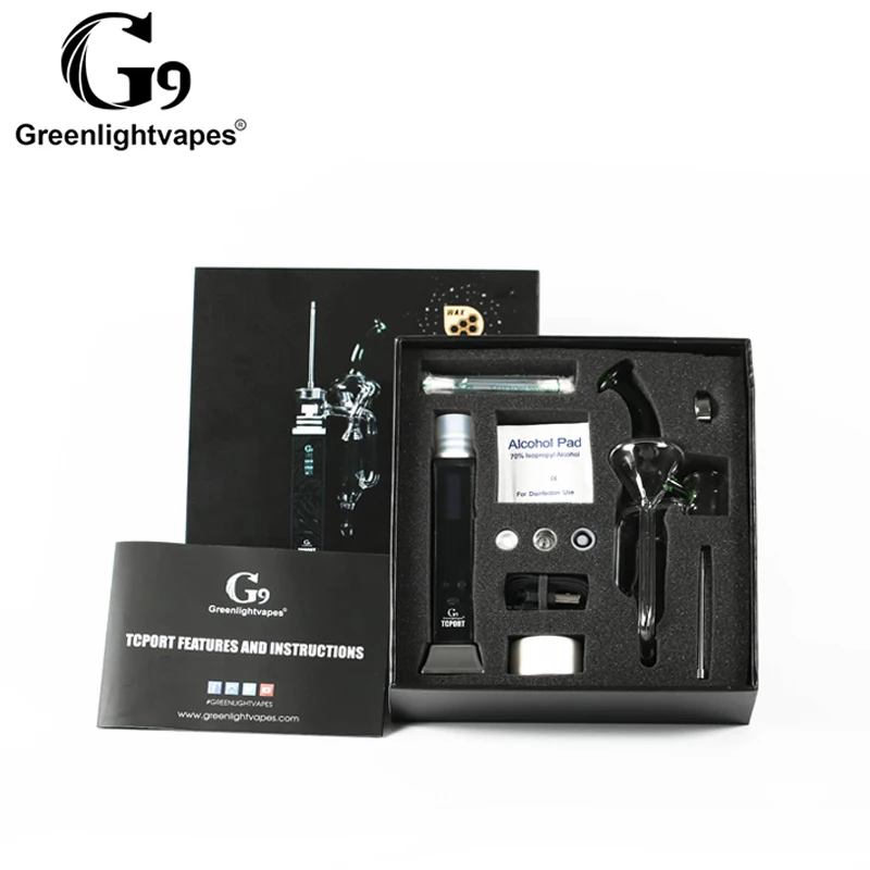 G9 Greenlightvapes TC порт портативный воск испаритель Dab Rig Стекло курительные трубы масляная горелка воск Vape ручка со стеклянным фильтром Bubbler