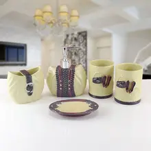 Пять штук установить shukoubei вымойте набор для ванной комнаты моды с зубами смолы Смолы гель для ванны бутылка Стакан для Зубных Щеток
