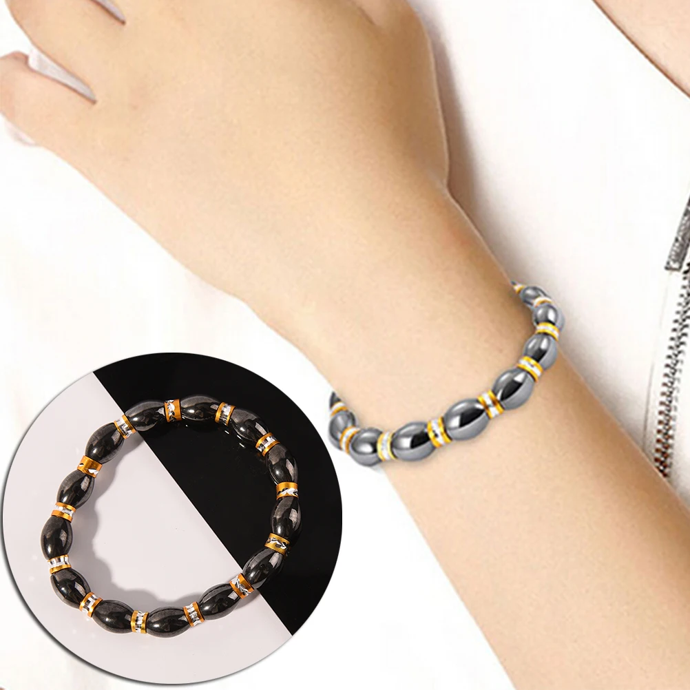 

Magnetic Hematite Health Bracelet Black Magnetite Malachite Power Crystal Healing Bangle Natural Stone
