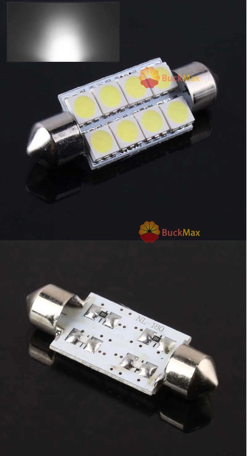 BuckMax Super 39MM 8 SMD 5050 Car Interior Dome Festoon LED Light Bulbs Lamp White 12V | Автомобили и мотоциклы