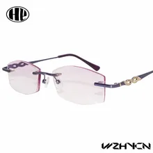 new power lens stainless steel gafa metal high quality rimless diamond cut trimming reading glasses women