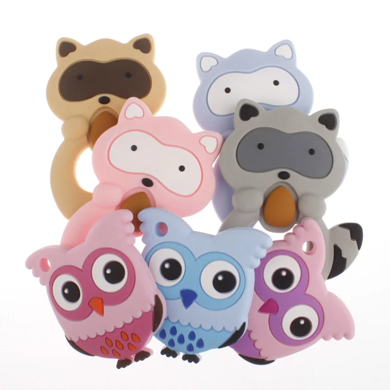 Unicorn Silicone Baby Teether Cartoon Animal Mordedor BPA Free Rodents Teething Necklace DIY Shower Gifts Koala Penguin Owl Fox