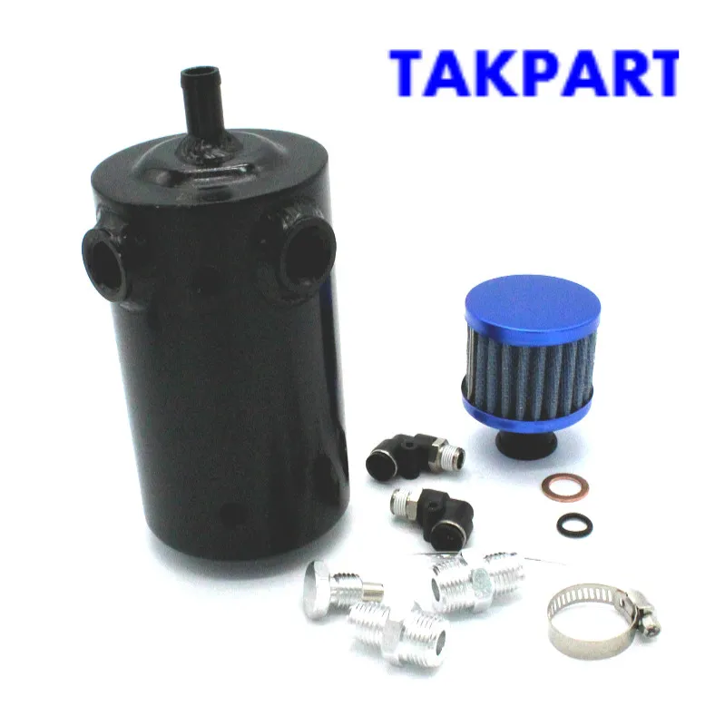 TAKPART 0.5L Oil Catch Tank Can Reservoir Breather 500ml Filter Alloy Car Racing Engine - Цвет: Черный