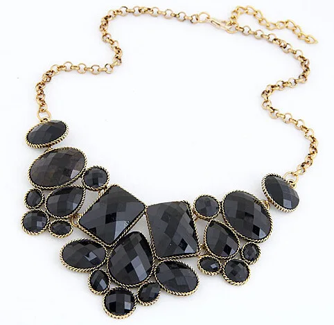 

New Fashion Women's Resin Stone Pendant Collar Chain Statement Necklace