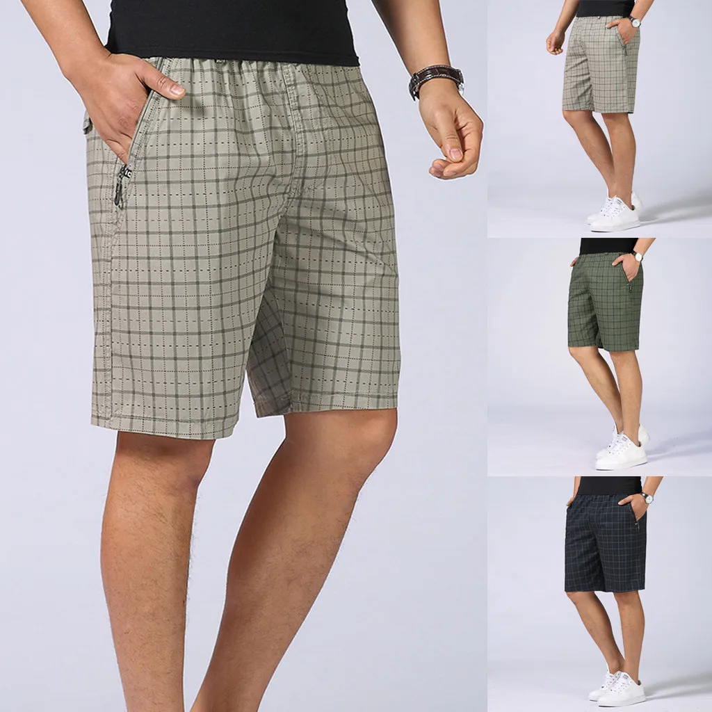 

Fashion Men's Elastic Waistband Zipper Pocket Printed Cargo Shorts