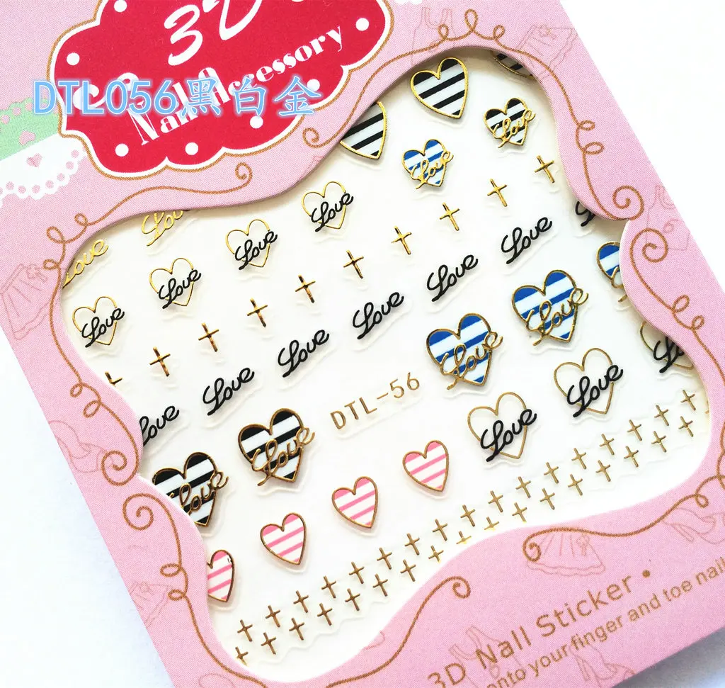 

Rocooart DTL049-081 Water Transfer Nails Art Sticker Luxury Christmas 3D Golden Love Nail Wrap Sticker Tips Manicura stickers