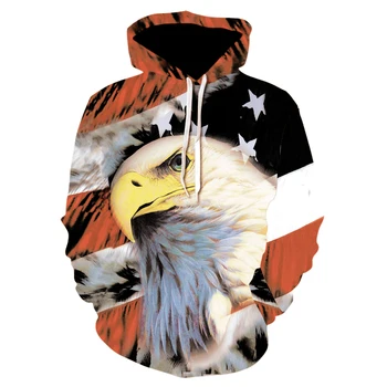 

Brand men's personality design old eagle pattern print hoodie fashion men's and women's casual street wear hip hop hoodie thin c