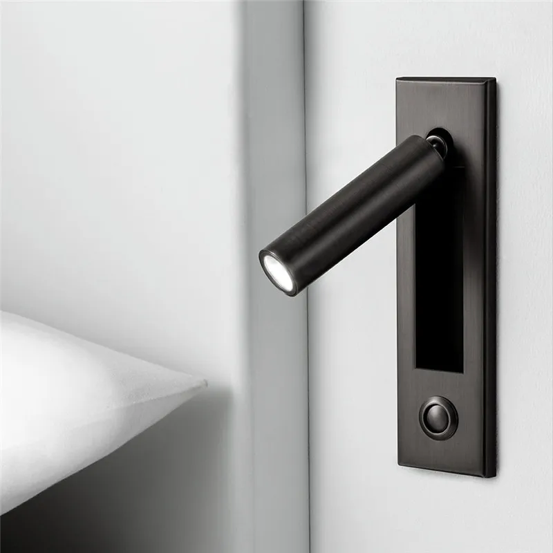 US $58.26 ZEROUNO wall lamp modern aluminum indoor bed headboard lights reading night lamp push switch ressessed in lights bulbs