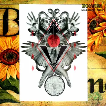 

Huskies Temporary Tattoo Body Art Flash Tattoo Stickers 12*20cm Waterproof Henna Tatoo Styling Home Decor Wall Sticker