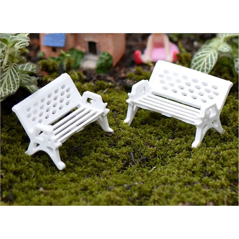 Diy Weiss Park Sitzbank Moos Flasche Mini Garten Ornament Miniatur