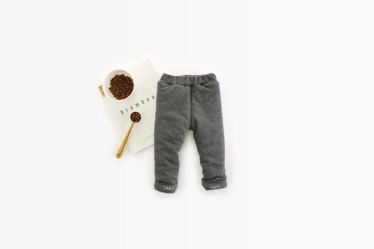 WLG/зимние плотные вельветовые штаны для девочек детские теплые мягкие брюки с принтом серого, черного и кофейного цветов Повседневная универсальная одежда для малышей для детей от 1 года до 4 лет