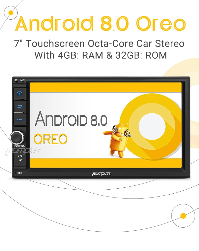 Excellent Pumpkin Octa Core Android 8.0 Car Radio 2 Din 7