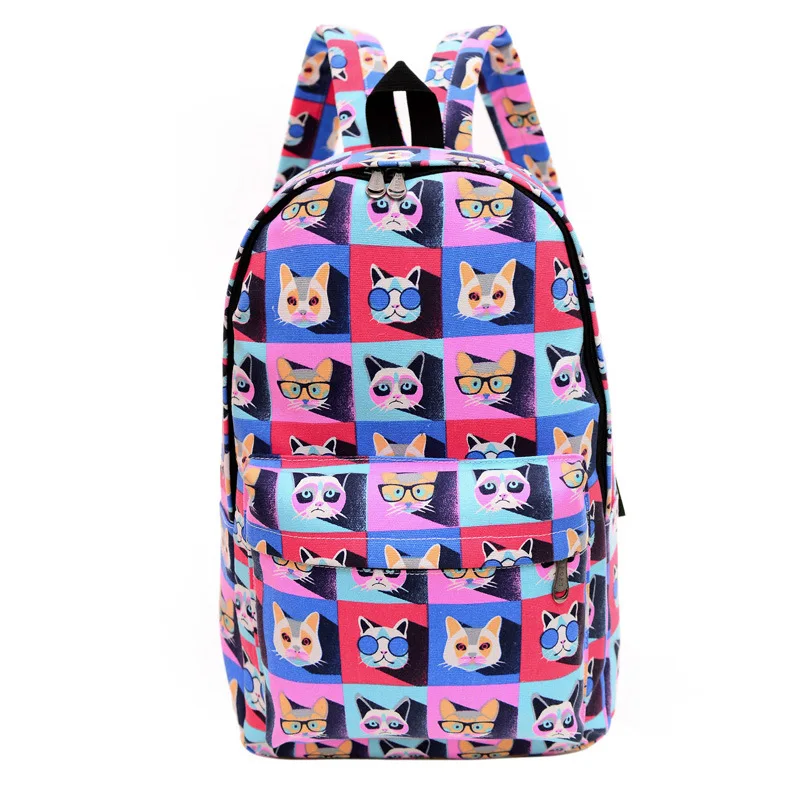 Женский рюкзак с принтом, школьная сумка для женщин и мужчин, модный рюкзак из парусины, Ретро стиль, повседневные дорожные сумки - Цвет: Persian color