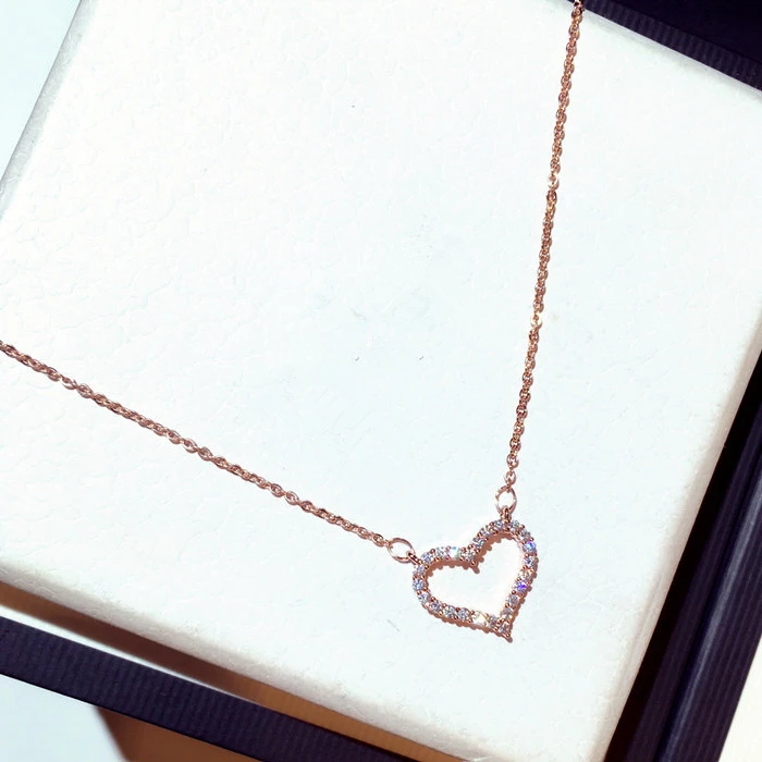 

TYME 2019 trendy rose gold heart pendant necklaces for women cubic zirconia short necklaces collier femme bijoux femme colar