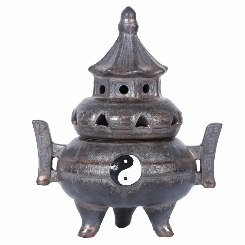 

Decors Censer Holder Tai Chi Buddhist Culture Incense Burner Porcelain Joss Stick Incense Burner Tower Carft Aromatherapy Home