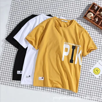 

Summer short sleeve T-shirt men's European and American tide brand loose round neck shirt thin letter printed half sleeve M-6xl