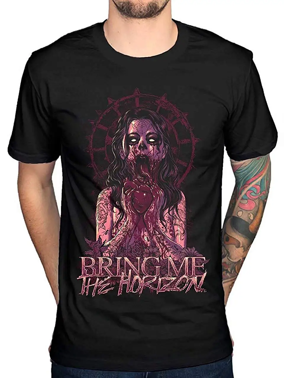 Мужская футболка с изображением зомби STONSTAIN Bring Me The Horizon черная короткими