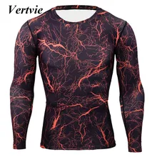 Vertvie мужские рубашки для бега с 3D принтом Футболки для бодибиллинга фитнес с длинным рукавом футболки для мужчин s компрессионные фитнес быстросохнущие Топы