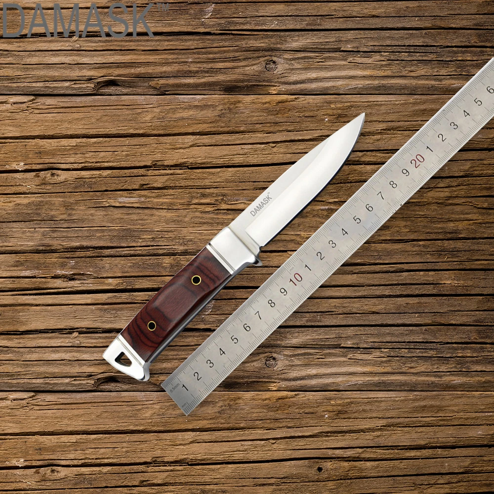 

Damask Stainless Steel Outdoor Knife High Quality Survival Camping Fixed Blade Knife Hunting Tools