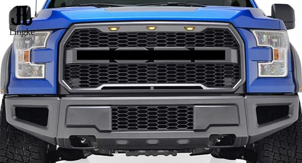 

FOR 2015-2017 FORD F150 FRONT HONEYCOMB MESH RAPTOR STYLE GRILL W/ LED LIGHT