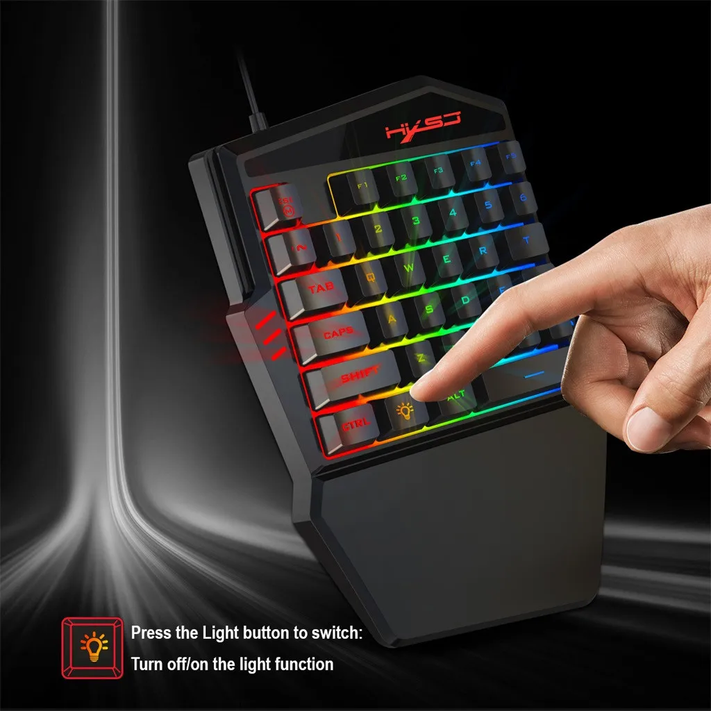 Y22 эргономичная многоцветная подсветка Одноручная игровая Проводная клавиатура+ беспроводная мышь