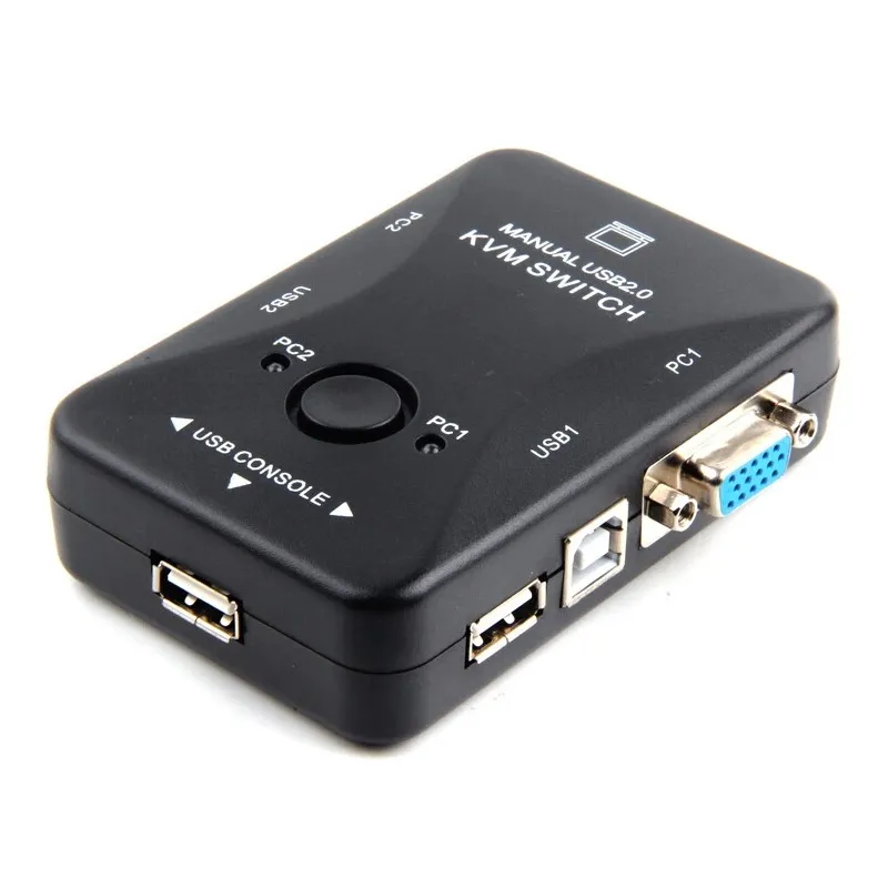 2 Port USB 2.0 KVM Switch SVGA VGA Switch Box for PC