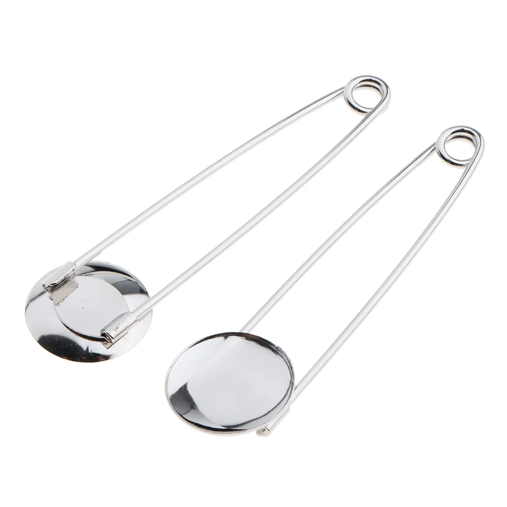 10 Pieces Bulk 20mm Blank Based Tray Safety Pins Brooch Findings Round Cabochon Tray DIY Making Crafts