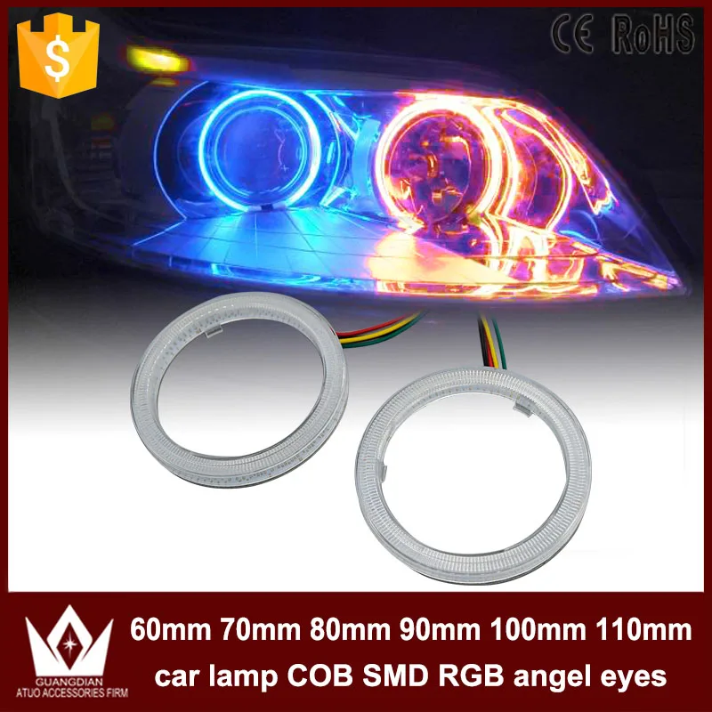 

Tcart with control 60mm RGB angel eyes ring cob led light 12V cob led cob angel eye driver freeshipping