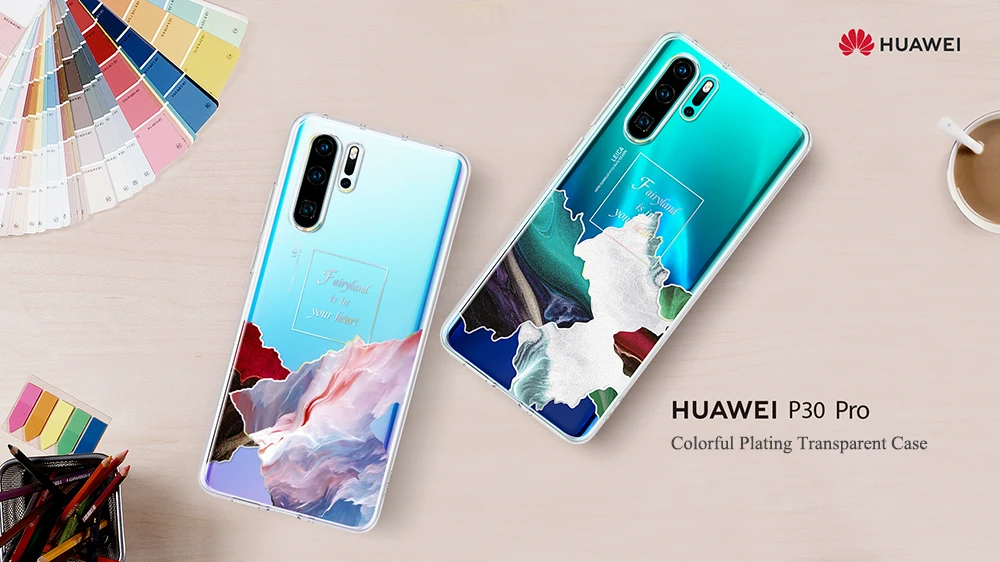 Huawei P30 Pro прозрачный чехол P30Pro двухслойный узор прозрачный чехол huawei P30 Pro прозрачное покрытие мягкий термополиуретановый полностью закрытый чехол Чехол