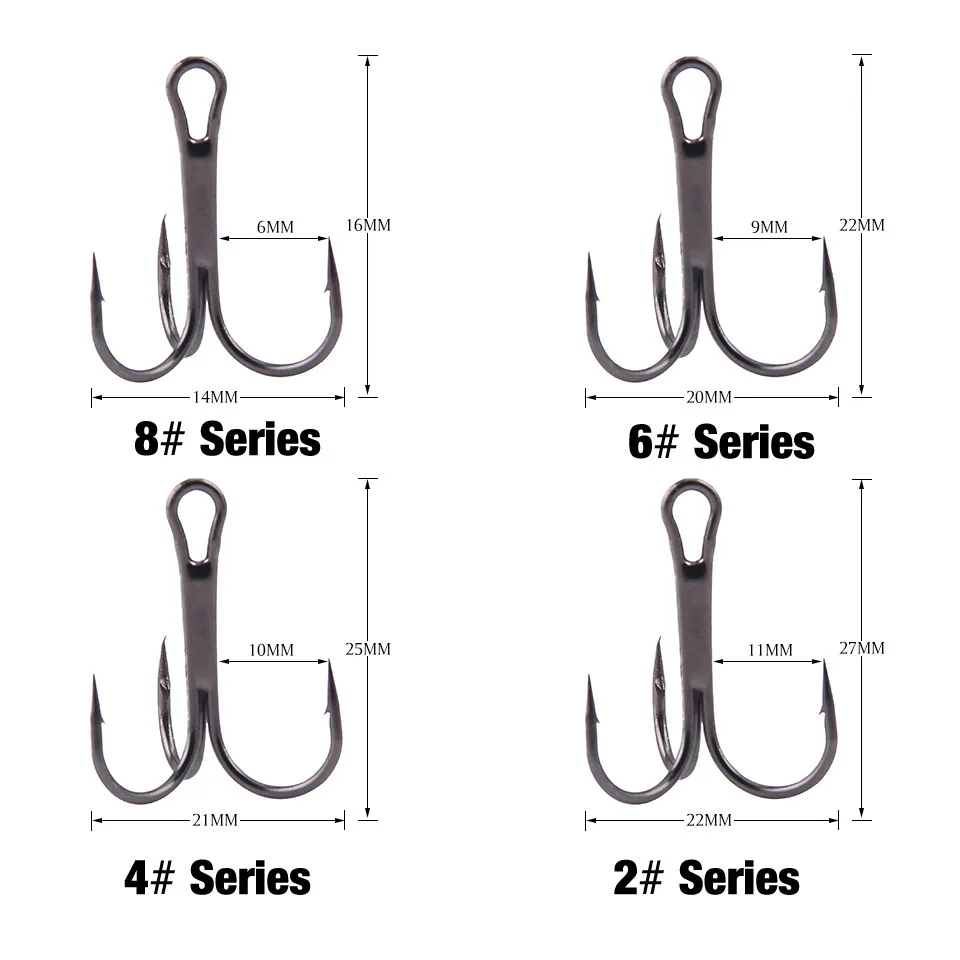 20 шт./лот рыболовные крючки из высокоуглеродистой стали тройной рыболовный крючок круглый сложенный морской окунь снасти Инструменты 2#4#6#8# крючки