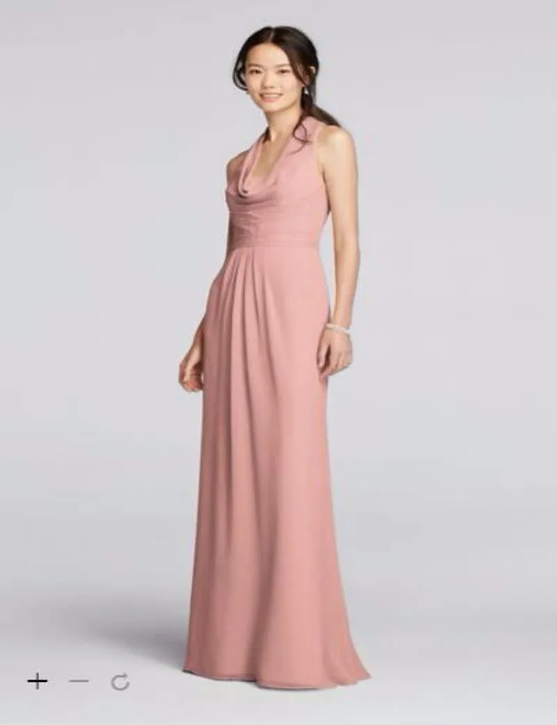Cowl Neck Chiffon Bridesmaid Dress
