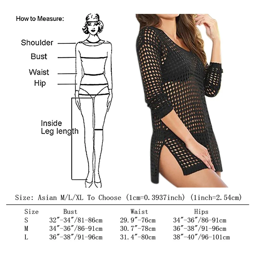 beach cover up Brand New Summer Women Sexy Mesh Knitted Crochet