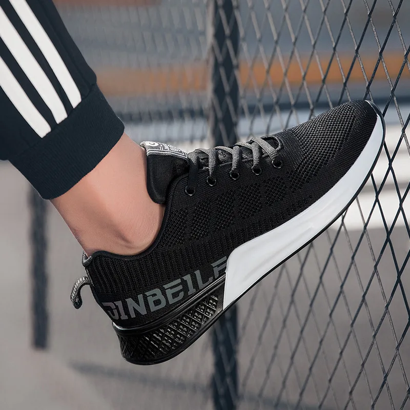 JINBEILEE 2019 Spring New Men's Flying Woven Sports Shoes Breathable Non-slip Rubber Lightweight Running Shoes Lace-Up JINBEILEE 2019 Spring New Men's Flying Woven Sports Shoes Breathable Non-slip Rubber Lightweight Running Shoes Lace-Up