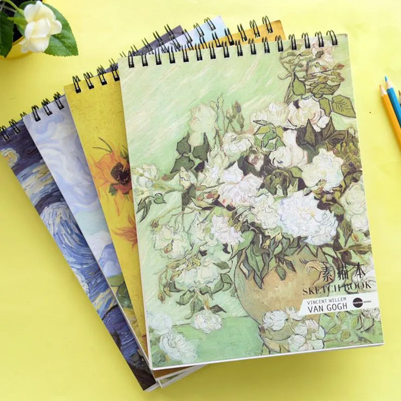 

Coloffice 1PC Retro Painting Series Notebook A4 Coil Sketchbook Blank Paper Notepad For Student Copybook Kawaii Diary Office