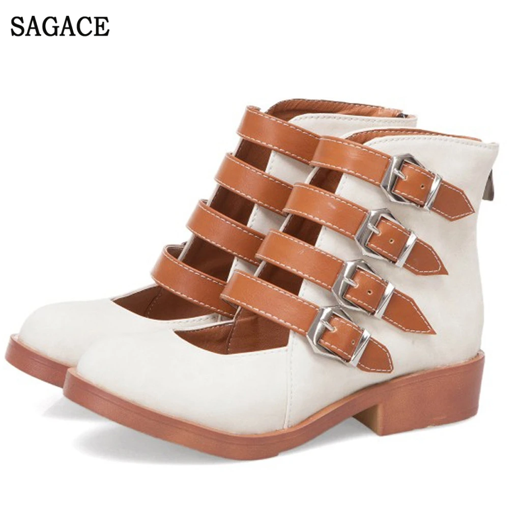 

SAGACE Women's Summer Retro Ankle Buckle Back Zipper Square Heel Shoes Fashion Sexy High Quality Outsid Ladies Shoes Sandals