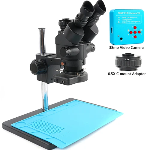 3.5X-90X непрерывное Масштабирование симуляторный фокусный стерео тринокулярный микроскоп 38MP микроскоп Камера 144 свет телефон инструмент для ремонта материнской платы - Цвет: 7-45x