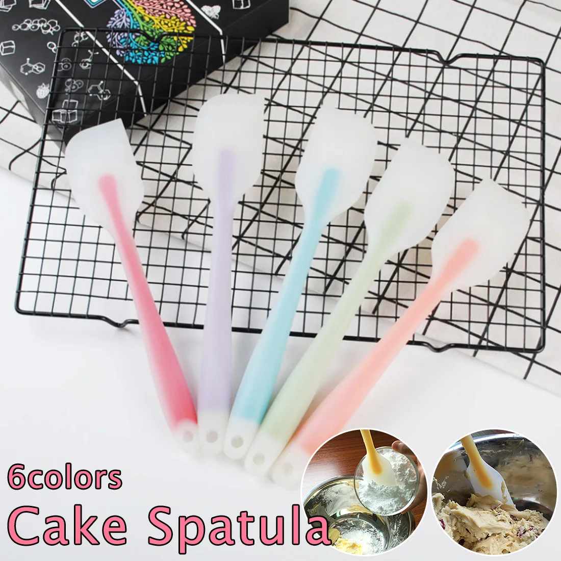 

6Colors Kitchen Cream Butter Cake Spatula Silicone Spatula Baking Butter Scraper Cooking Cake Kitchenware