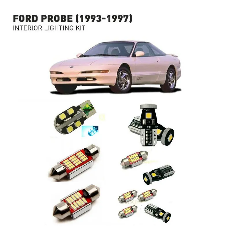 Светодиодные внутренние фонари для Ford Probe 1993-1997 9 шт. Светодиодные Автомобильные фары комплект освещения автомобильные лампы Canbus