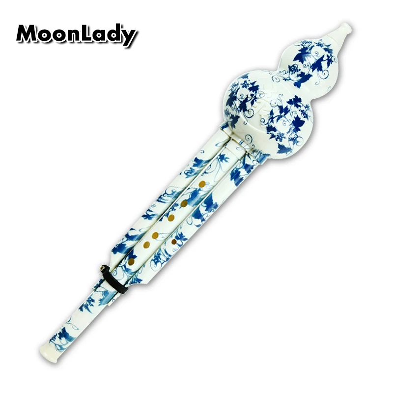 

bB/C Key Cucurbit Flute Hulusi with Chinese Elements Musical Instruments Imitated Blue Flower Porcelain Woodwind Instrument