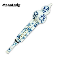 bB/C Key Cucurbit Flute Hulusi with Chinese Elements Musical Instruments Imitated Blue Flower Porcelain Woodwind Instrument