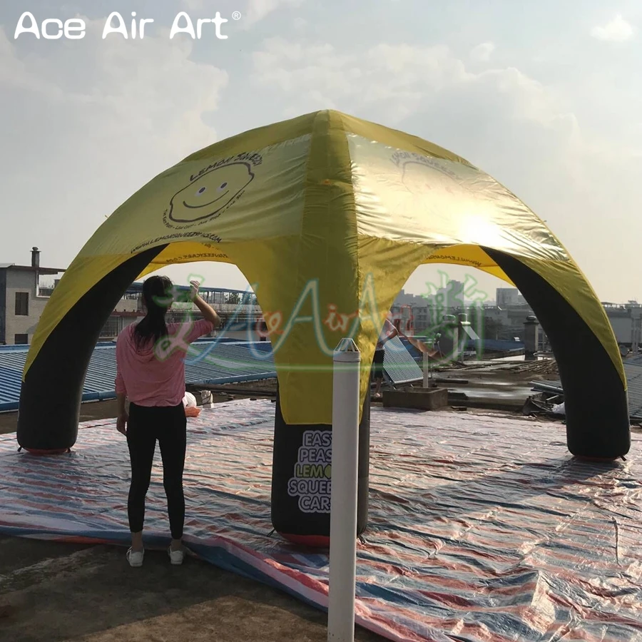 

Black beams and yellow cover tent inflatable spider dome,event party canopy with free prints for UK