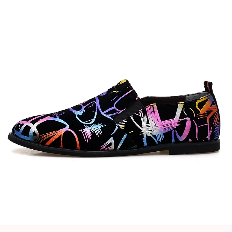 mixed colors men leather casual shoes wedding dress male footwear painted letter italian boy flats fashion oxford shoes for men (2)