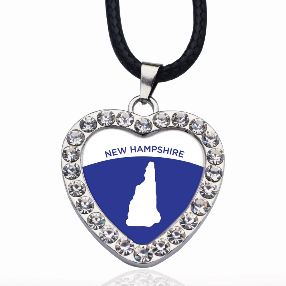 New Hampshire Outline Circle Charm Necklace Stars Ball Pendant Crystal Collares Chain For unisex | Украшения и аксессуары