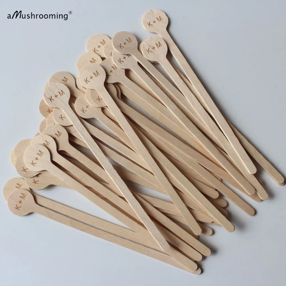 Personalized Wood Drink Stirs stir sticks, Initials Name Cocktail Stirrers for Rustic Wedding