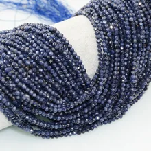 Perles rondes à facettes en saphir naturel, 2mm,3mm,4.9mm