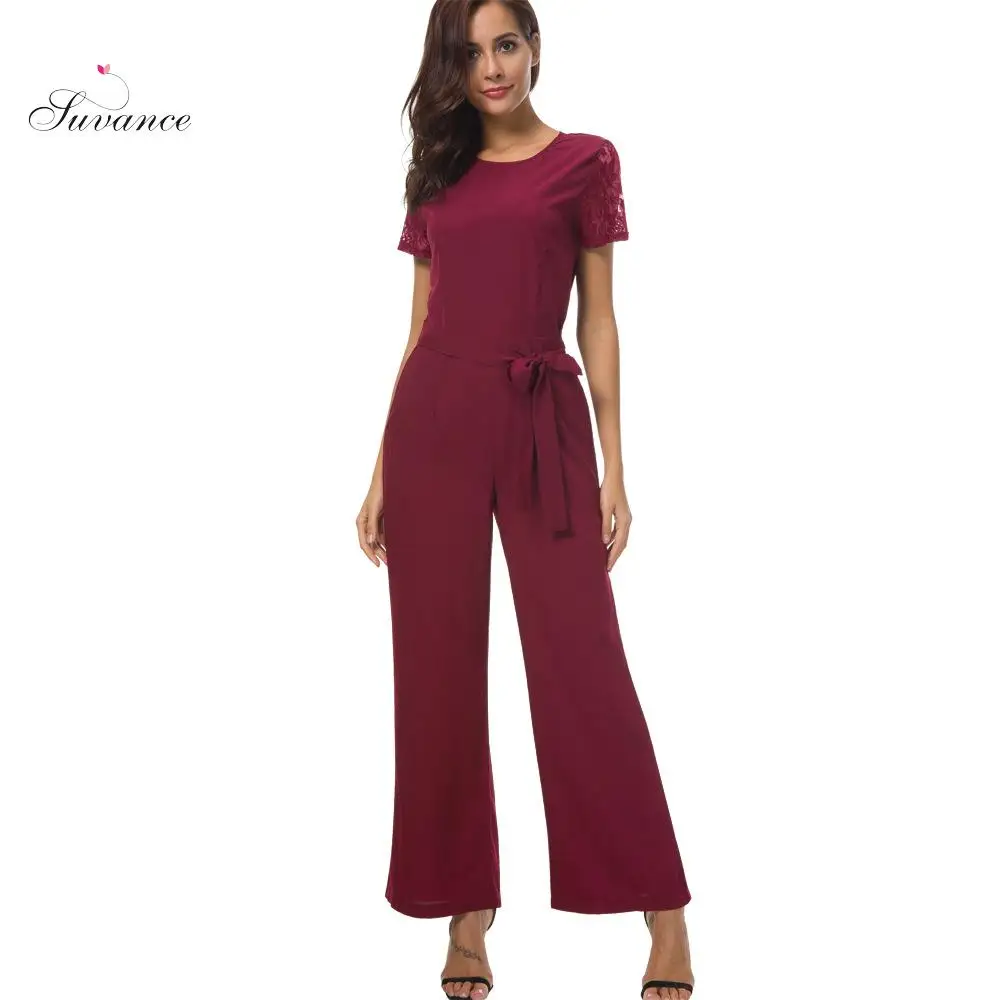 Spring Commute Casual Lace Stitching Short Sleeve Solid